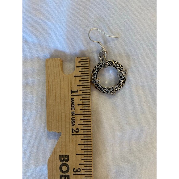 Earrings Dangly Round Hoop Vintage Silver Look  Boho Lightweight Trendy Casual - Picture 4 of 5